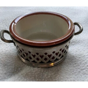 Antique Guernsey cook ware Vintage Casserole with Filigree Holder